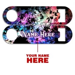 BarProducts.com CUSTOMIZABLE Skinny Mini Bottle Opener - Space Flowers