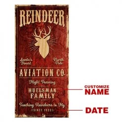BarProducts.com CUSTOMIZABLE Large Vintage Wooden Holiday Bar Sign - Reindeer Aviation - 11 3/4" X 23 3/4"