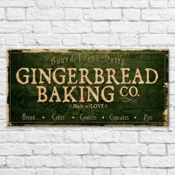 BarProducts.com Large Vintage Wooden Holiday Bar Sign - Gingerbread Bakery - 11 3/4" X 23 3/4"