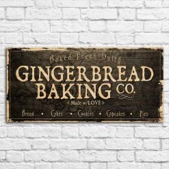 BarProducts.com Large Vintage Wooden Holiday Bar Sign - Gingerbread Bakery - 11 3/4
