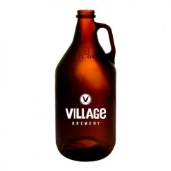 BarProducts.com Custom Amber Glass Growler - 64 Oz. Bottling & Storage
