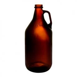BarProducts.com Custom Amber Glass Growler - 64 Oz. Bottling & Storage