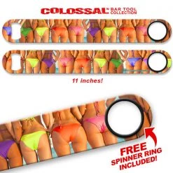 BarProducts.com Kolorcoat™ 11" Long COLOSSAL™ Speed Bottle Opener – Rainbow Butts