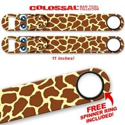 BarProducts.com Kolorcoat™ 11" Long COLOSSAL™ Speed Bottle Opener – Longneck Giraffe Bartending Bottle Openers