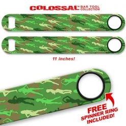 BarProducts.com Kolorcoat™ 11" Long COLOSSAL™ Speed Bottle Opener – Sexy Camo Bartending Bottle Openers