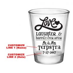 BarProducts.com BAR SUPPLIES CUSTOMIZABLE - 1.75oz Clear Shot Glass - Love, Laughter & Ever After