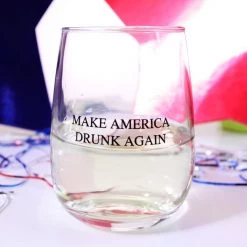 BarProducts.com BAR SUPPLIES Make America Drunk Again Stemless Wine Glass