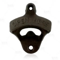 BarProducts.com BarConic® Wall Mounted Bottle Opener - Open Here - Cast Iron