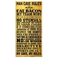 BarProducts.com Bar Signs Man Cave Rules – Large (11 3/4" X 23 3/4") Kolorcoat™ Wood Bar Sign