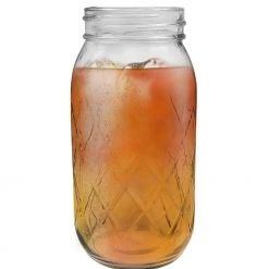 BarProducts.com BarConic® Glassware - Diamond Cut Mason Jar Shaker - 24oz