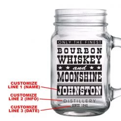 BarProducts.com CUSTOMIZABLE - 16oz Mason Jar With Handle - Bourbon, Whisky And Moonshine BAR SUPPLIES