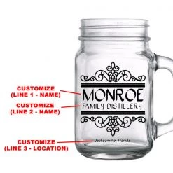 BarProducts.com CUSTOMIZABLE - 16oz Mason Jar With Handle - Calligraphy