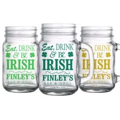 BarProducts.com BAR SUPPLIES CUSTOMIZABLE - 16oz Mason Jar With Handle - Irish