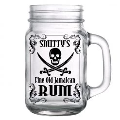BarProducts.com CUSTOMIZABLE - 16oz Mason Jar With Handle - Rum
