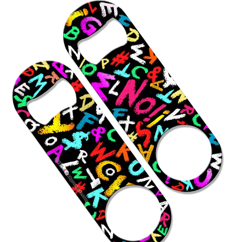 medium-bottle-opener-alphabets-800_1.jpg BarProducts.com Speed Bottle Opener - Medium Sized 5 Inch - Neon Alphabets Bartending Bottle Openers