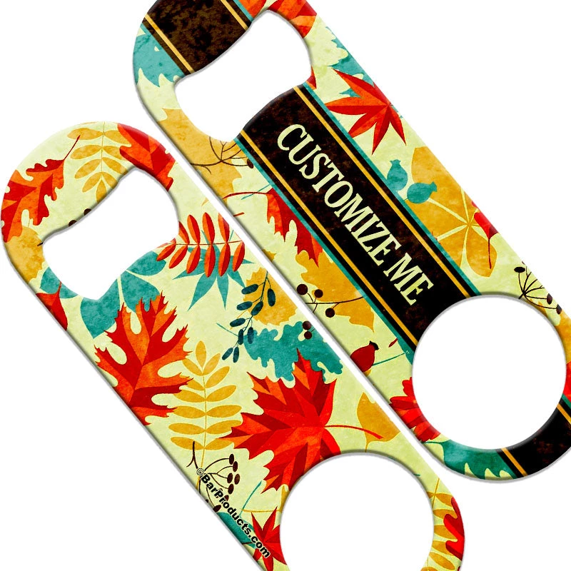 medium-speed-opener-ayn-autumn1.jpg BarProducts.com CUSTOMIZABLE Speed Bottle Opener - Medium Sized 5 Inch - Autumn Leaves (V1)