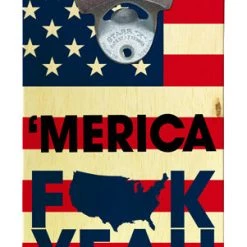 BarProducts Handcrafted Woodshop Made In The USA 'Merica Wooden Bottle Opener With Magnetic Cap Catcher