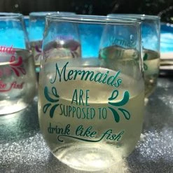 BarProducts.com Mermaids Are Supposed To Drink Like Fish Stemless Wine Glasses