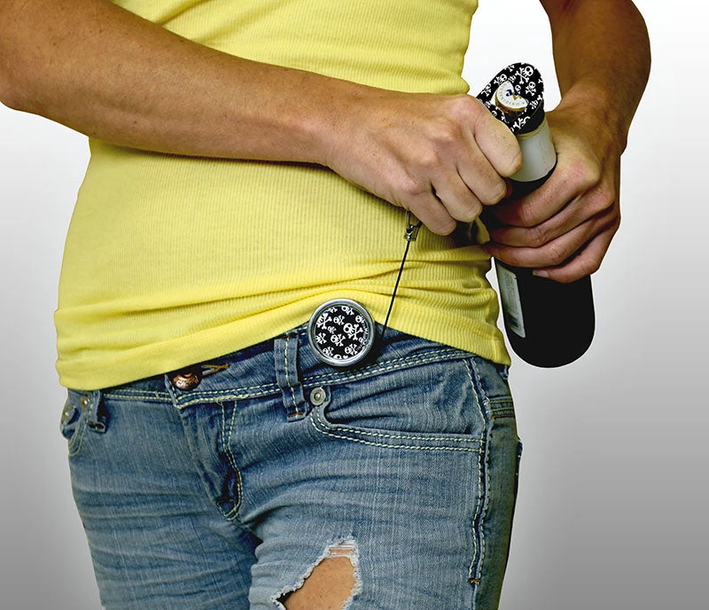 mini-bottle-opener-and-reel-demo_1.jpg BarProducts.com Bartending Bottle Openers Kolorcoat™ Mini Opener With Retractable Reel - Polka Dots