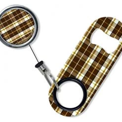 BarProducts.com Kolorcoat™ Mini Opener With Retractable Reel - Brown Plaid