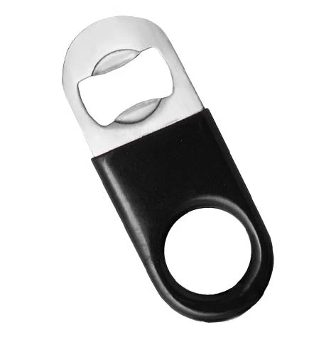 mini-bottle-opener-withblack-viyl.jpg BarProducts.com Mini Bottle Opener / Bar Key - Black Vinyl Rubber Grip BAR TOOLS
