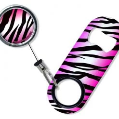 BarProducts.com Bartending Bottle Openers Kolorcoat™ Mini Bottle Opener With Retractable Reel - Pink Zebra