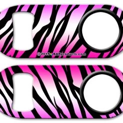 BarProducts.com Bartending Bottle Openers Kolorcoat™ Mini Bottle Opener With Retractable Reel - Pink Zebra