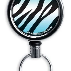 BarProducts.com Kolorcoat™ Mini Bottle Opener With Retractable Reel - Teal Zebra
