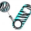 BarProducts.com Kolorcoat™ Mini Bottle Opener With Retractable Reel - Teal Zebra