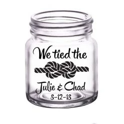 BarProducts.com BAR SUPPLIES CUSTOMIZABLE - 2oz Clear Mini Mason Jar Shot Glass - Tied The Knot
