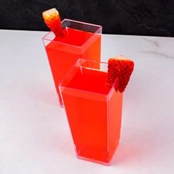 BarProducts.com Clear Mini Tall Square Cups - 16 Count - 3.5 Ounce