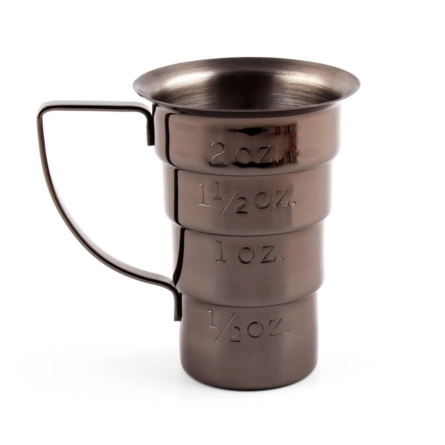 multi-steeped-gunmetal.jpg BarProducts.com Olea ™ Multi Stepped Jigger With Handle - Color Options SPECIAL COLLECTIONS