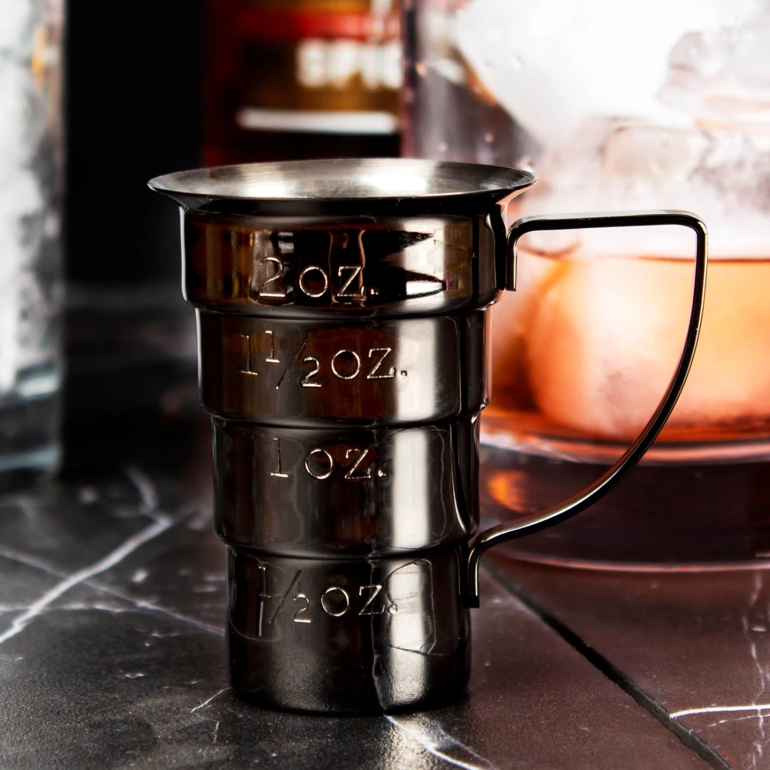 multi-stepped-scene-3.jpg BarProducts.com Olea ™ Multi Stepped Jigger With Handle - Color Options SPECIAL COLLECTIONS