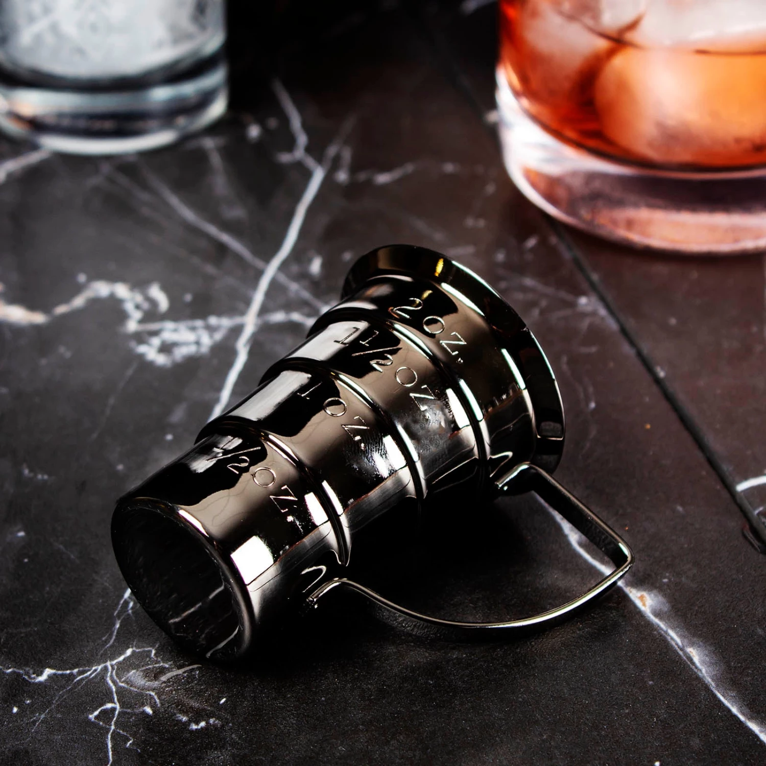 multi-stepped-scene-4.jpg BarProducts.com Olea ™ Multi Stepped Jigger With Handle - Color Options SPECIAL COLLECTIONS