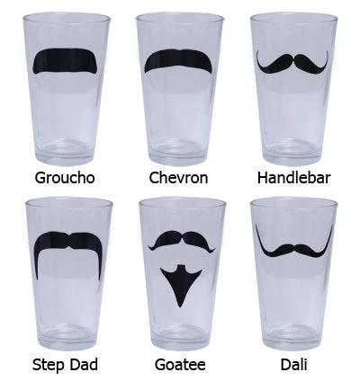 mustache-glasses-row-bs.jpg BarProducts.com BAR TOOLS Mustache Pint Glasses - Set Of 6