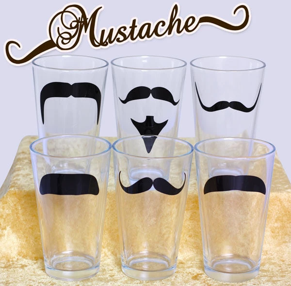 mustache-glasses-row-new.jpg BarProducts.com BAR TOOLS Mustache Pint Glasses - Set Of 6
