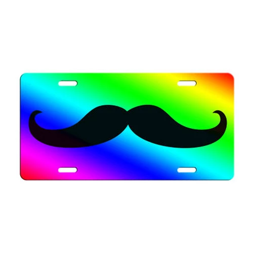mustache-license-plate-rainbow.jpg BarProducts.com Bar Gifts & Fun Mustache Themed License Plates - Color Options