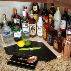 BarProducts.com Counter Caddies™ - NATURAL Corner - Liquor/Wine Bottle Display Liquor Shelves / Bottle Displays