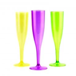 BarProducts.com SPECIAL COLLECTIONS 1 Piece Neon Pack Of Champagne Glasses - 12 Count - 5oz