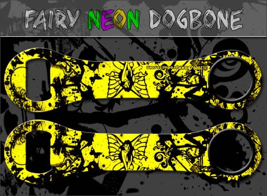 neon-fairy1a-dogbone-opener-y.jpg BarProducts.com Dog Bone Bottle Opener / Bar Key - Neon Tribal Fairy - Color Options BAR TOOLS