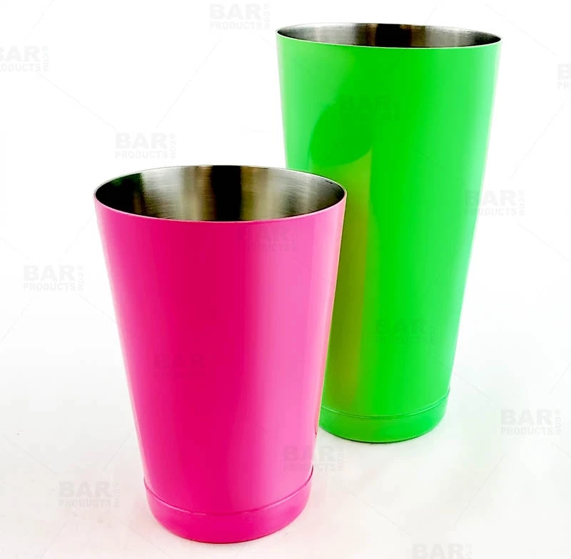 neon-green-pink-shaker-set-bpc-2.jpg Bar Products BarConic® Cocktail Shaker Set - 28oz / 18oz Weighted Tins - Neon Green / Neon Pink