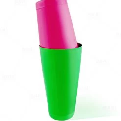 Bar Products BarConic® Cocktail Shaker Set - 28oz / 18oz Weighted Tins - Neon Green / Neon Pink