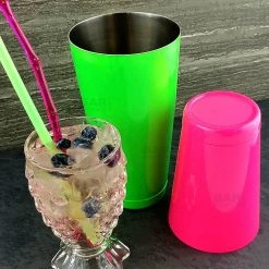 Bar Products BarConic® Cocktail Shaker Set - 28oz / 18oz Weighted Tins - Neon Green / Neon Pink