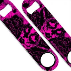 BarProducts.com Speed Bottle Opener / Bar Key - Neon Pink Skeleton Girl Bartending Bottle Openers