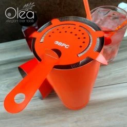 BarProducts.com Olea™ Cocktail Strainer - 4 Prong - Metallic NEON Orange