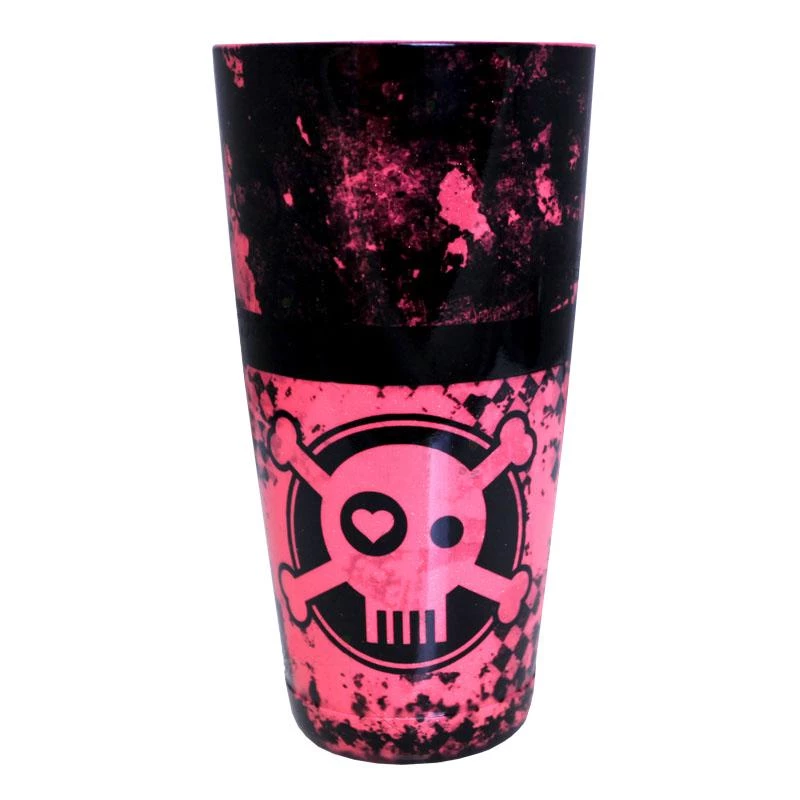 neon-pink-cocktail-shaker-check-skull-web-800.jpg BarProducts.com Cocktail Shaker Tin - Printed Designer Series - 28oz Weighted - NEON Pink Checkered Skull