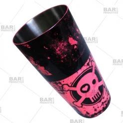 BarProducts.com Cocktail Shaker Tin - Printed Designer Series - 28oz Weighted - NEON Pink Checkered Skull 4 BarProducts.com Cocktail Shaker Tin - Printed Designer Series - 28oz Weighted - NEON Pink Checkered Skull
