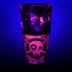 BarProducts.com Cocktail Shaker Tin - Printed Designer Series - 28oz Weighted - NEON Pink Checkered Skull