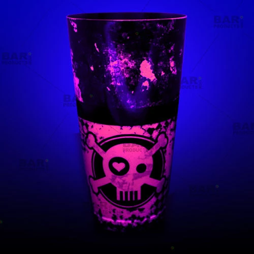 neon-pink-cocktail-shaker-check-skull-web2-bpc.jpg BarProducts.com Cocktail Shaker Tin - Printed Designer Series - 28oz Weighted - NEON Pink Checkered Skull