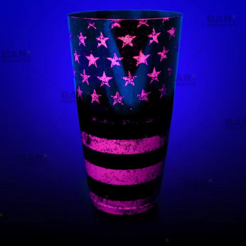 neon-pink-cocktail-shaker-flag-web2-bpc.jpg BarProducts.com Cocktail Shaker Tin - Printed Designer Series - 28oz Weighted - NEON U.S. Flag BAR TOOLS
